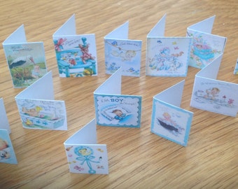 Dolls House Miniatures -  1/12th baby boy Greetings cards (vintage style)