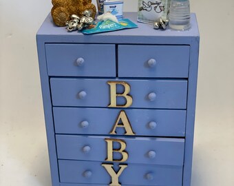 Dolls House Miniatures -  Blue Baby Drawers