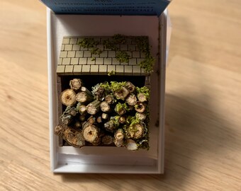 Dolls House Miniatures ( 1/48th - 1:48th - 1/4" - Quarter Inch Scale ) - Hand Made Garden Log Shed