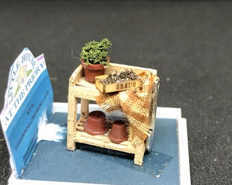 Dolls House Miniatures ( 1/48th - 1:48th - 1/4" - Quarter Inch Scale ) Luxury Dressed   Potting Bench -