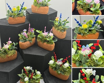 Dolls House Miniatures - 1/12th Trough / Window box with Butterfly (various options)