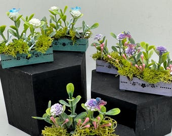 Dolls House Miniatures - 1/12th Trough / Window box with Butterfly (various options)