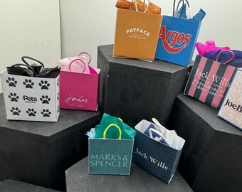 Dolls House Miniatures- 1/12th Shopping Bags x8 - SET 29 - UK Stores