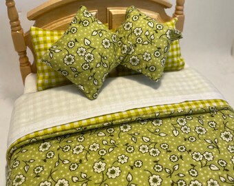 Dolls House Dressed 1/12th Double Bed - Penelope