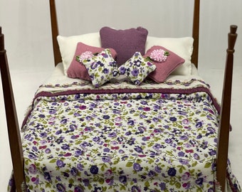 Dolls House Dressed 1/12th Double Poster Bed - Maggie