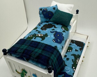 Dolls House Luxury Dressed 1/12th - 1:12 - 1 inch.  Single Trundle Bed - Danny