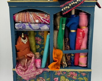 Dolls House Miniatures - 1/12th  - Haberdashery Shelf  - Sari Silks
