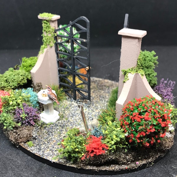 Dolls House Miniatures - Hand Made Garden Gates Garden Scene ”1/48th quarter scale