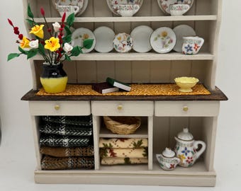 Dolls House Miniatures - Hand painted  Kitchen Dresser / Hutch