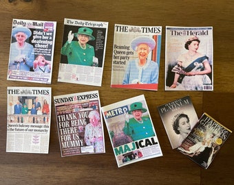 Dolls House Miniatures - Royal Platinum Jubilee Newspaper covers (non opening)3 options