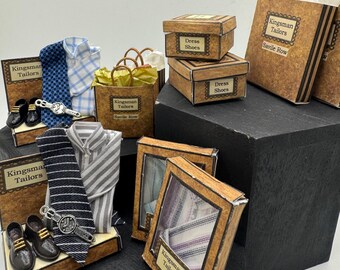 Dolls House Miniatures - 1/12th Kingsman’s Tailors Gentleman’s outfitters collection (various)