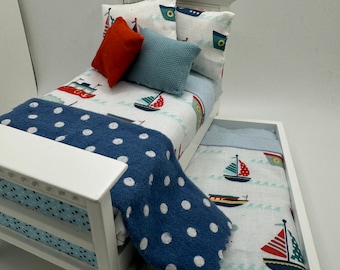 Dolls House Luxury Dressed 1/12th - 1:12 - 1 inch.  Single Trundle Bed - Billie