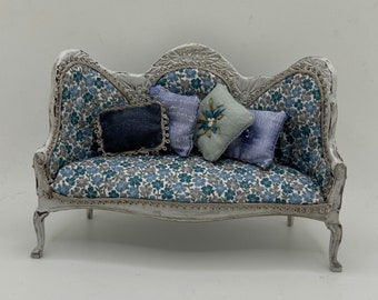 Dolls House Miniatures - 1/12th Liberty Fabric elegant regency sofa chair