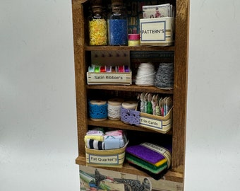 Dolls House Miniatures - 1/12th  - Haberdashery Sewing Tall Shelf Unit (2 options)