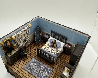 DOLLS HOUSE MINIATURES - 1/48th Room Box - Double Bedroom