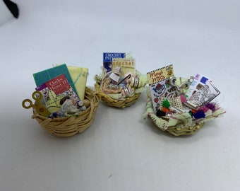 Dolls House Miniatures - Haberdashery Baskets (Many styles available)