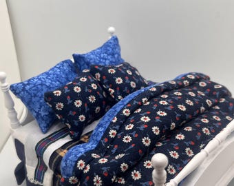 Dolls House Dressed 1/12th Double Bed - Betty