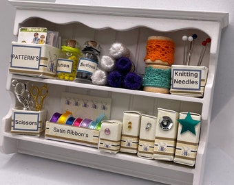 Dolls House Miniatures - White Haberdashery Wall Shelf