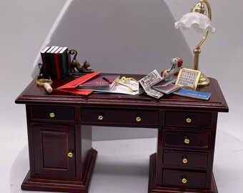 Dolls House Miniatures - 1/12th Mahogany Desk