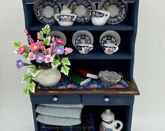 Dolls House Miniatures - Hand painted  Kitchen Dresser / Hutch