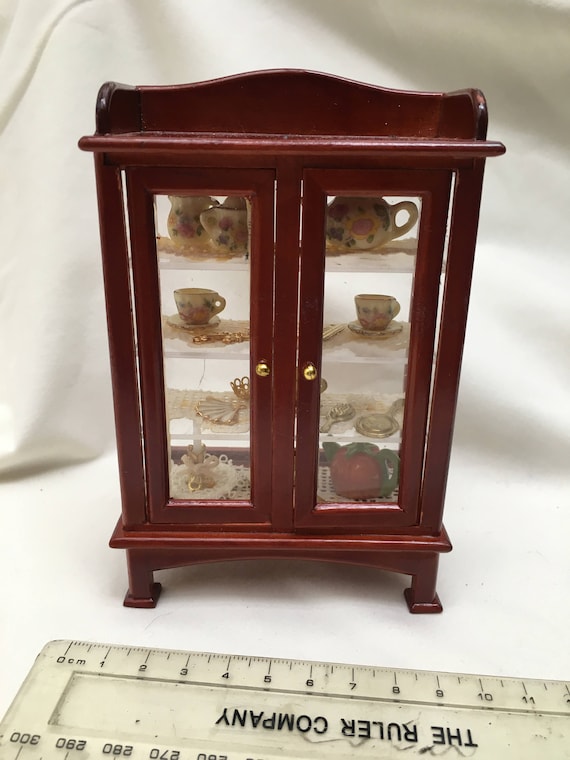 Dolls House Miniatures Cherry Short Cabinet Peach China Dolls House Miniatures Cherry Short, Short China Cabinet