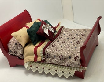 Dolls House Luxury Dressed 1/12th Double Bed - Giselle