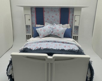 Dolls House Luxury Dressed 1/12th - 1:12 - 1 inch scale Double ( Charles Rennie Mackintosh ) bed with Liberty fabrics - Margaret