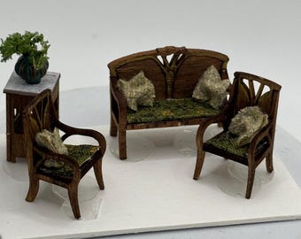 Dolls House 1/48th / 1:48 /Quarter Scale - Art Nouveau Chair Set