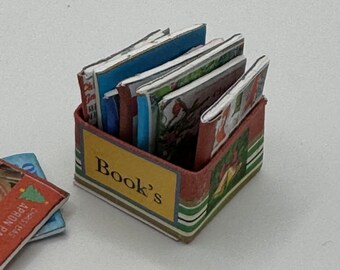 DOLLS HOUSE MINIATURES - Christmas books box x1
