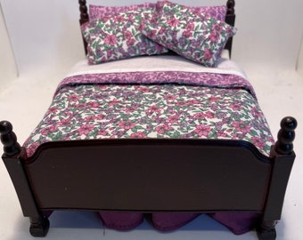 Dolls House Dressed 1/12th Double Bed - Jane