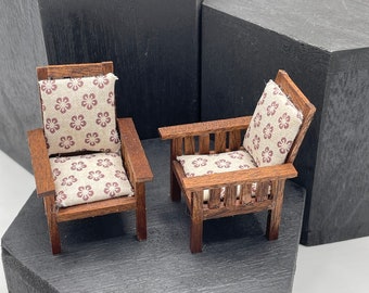 Dolls House Miniatures 1/24th / 1:24th / Half Inch Scale -  arts and crafts chairs x2