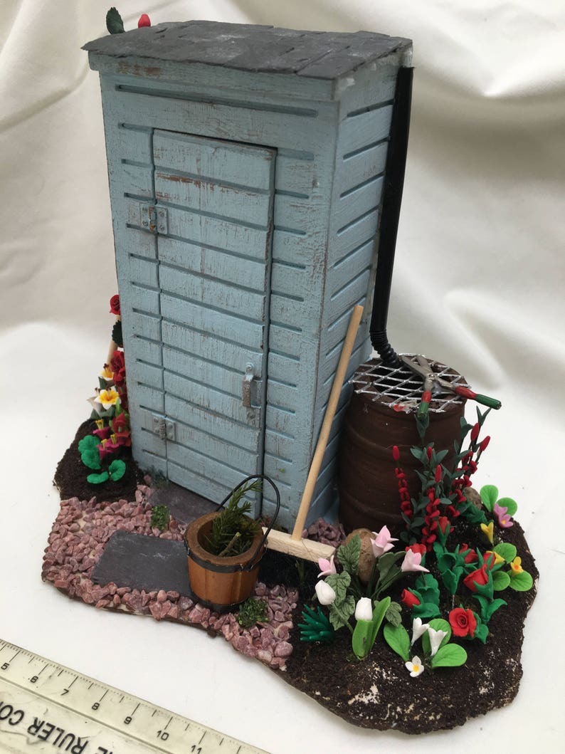 Dolls House Miniatures Blue Garden Shed Etsy
