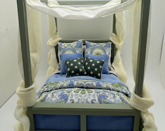 Dolls House Luxury Dressed 1/12th - 1:12 - 1 inch scale Contemporary Four Poster bed with Liberty fabrics - Sienna
