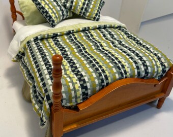 Dolls House Dressed 1/12th Double Bed - Jamie