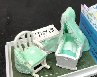 Dolls House Miniatures ( 1/48th - 1:48th - 1/4" - Quarter Inch )  - Hand Made COT SET  - MINT