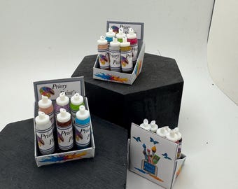 Dolls House Miniatures -  Paint Bottle Counter  Display x1
