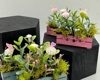 Dolls House Miniatures - 1/12th Trough / Window box with Butterfly (various options)