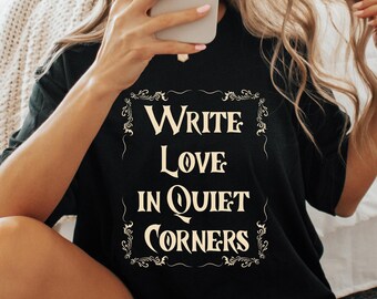 Love Letters Handwritten Script Tee, Romantic Quote Graphic Shirt, Regencycore Hand-Drawn Text Top, Gift for Fan Bridge Ton