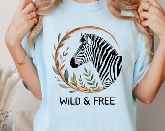 Wild Zebra T-Shirt: Women's Graphic Tee with Leaf Design