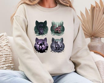 Whiskered Warriors: Legendary Shadowclan Cat Sweatshirt for Book Lovers