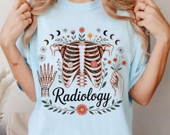 Boho Floral Radiology T-shirt, Xray Tech Shirt, Rad Tech Shirt, Radiologic Technologist Gift, Medical Imaging Shirt, Healthcare Worker Tee