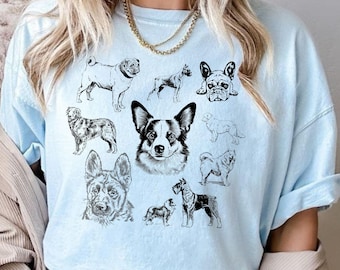 Dogs 90s Vintage Tattoo Style Tshirt, Cute Dog Shirts,Nature Unisex Adult Pet Shirt, Retro Comfort Colors® Y2k Dog Shirt, Dog Lovers Gift,