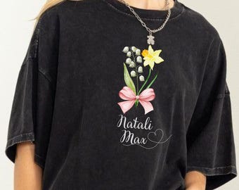 Personalized Floral Bouquet Shirt, Custom Name Gift for Mom