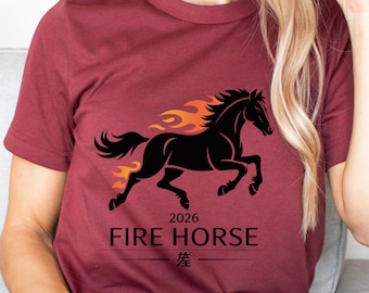 2026 Fire Horse T-Shirt: Chinese Zodiac Lunar New Year Gift