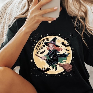 Vintage Halloween Witch T-Shirt: Moonlight Ride Graphic Tee