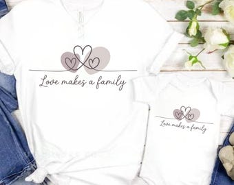 Camiseta de adopción: El amor hace una familia - Camiseta de concienciación sobre la adopción