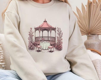 Tea & Gazebo Regency Aesthetic Tee, Vintage Picnic Print Shirt, Regencycore Graphic T-shirt, Regency Women's T-shirt, Gift for fan