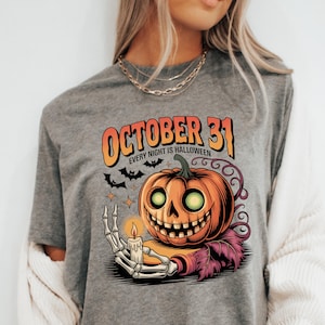 Retro Halloween T-Shirt: Spooky Pumpkin Ghost Collage
