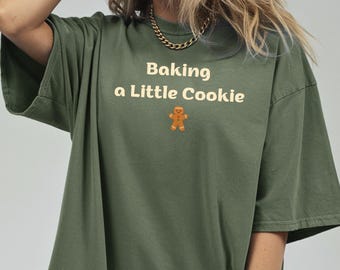 Baking a Little Cookie Shirt, Christmas Pregnancy Announcement Sweatshirt, Cute Mom-to-Be Tshirt, Holiday Baby Reveal Outfit