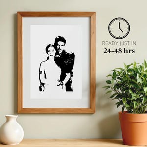 Custom Couple Portrait Digital Download | Minimalist Line Art Illustration | Personalized Gift for Him or Her